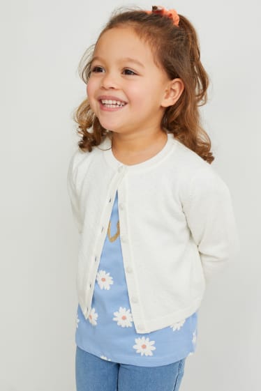 Enfants - Ensemble - gilet en maille, T-shirt et chouchou - 3 pièces - blanc