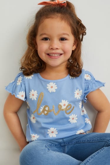 Kinder Mädchen - Set - Strickjacke, Kurzarmshirt und Scrunchie - 3 teilig - weiss