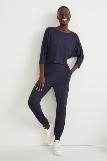 Dona - Pantalons de xandall bàsics - blau fosc