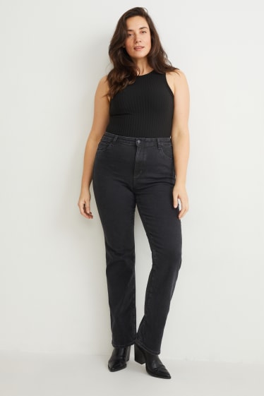 Dames - Curvy jeans - high waist - bootcut - LYCRA® - zwart