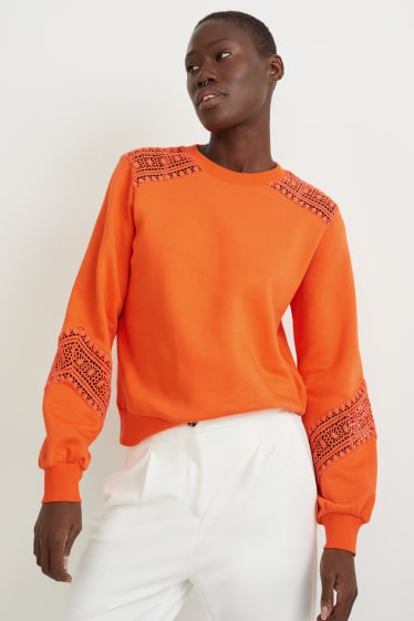 Femei - Bluză de molton - portocaliu