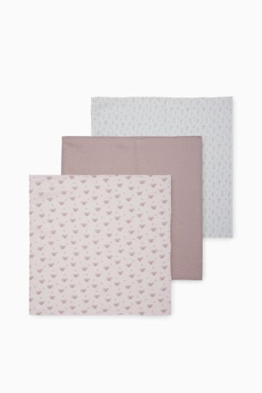 Bébés - Lot de 3 - foulard en mousseline bébé - gris perle