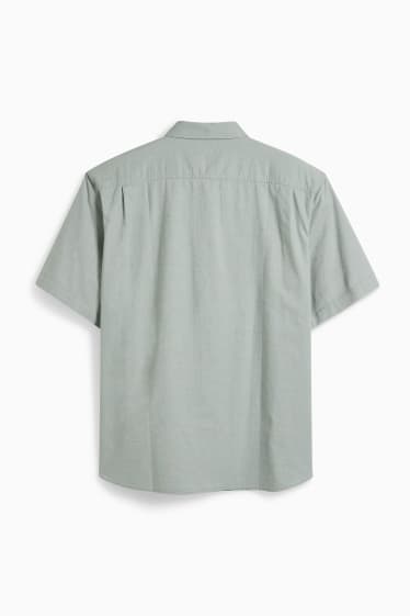 Pánské - Oxfordská košile - regular fit - button-down - zelená-žíhaná