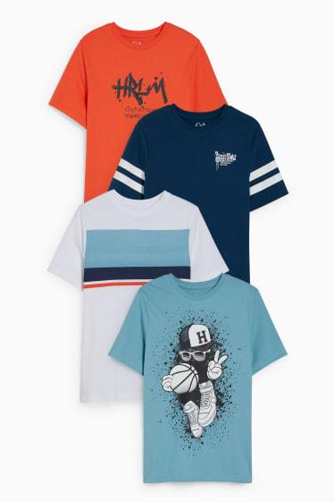 Kinderen: jongens - Set van 4 - T-shirt - blauw