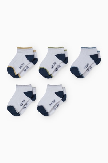 Neonati - Confezione da 5 - scritta - calzini corti con motivo per neonati - bianco