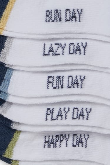 Bébés garçons - Lot de 5 paires - inscription - chaussettes pour bébé à motif - blanc
