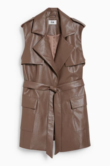Women - Waistcoat - faux leather - brown