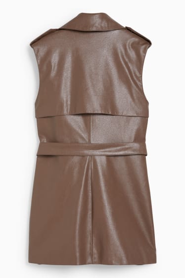 Women - Waistcoat - faux leather - brown