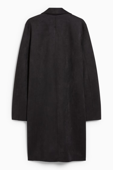 Damen - Mantel - Velourslederimitat - schwarz