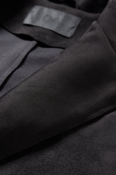 Damen - Mantel - Velourslederimitat - schwarz