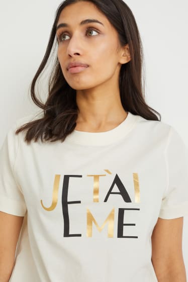 Femmes - T-shirt - blanc crème