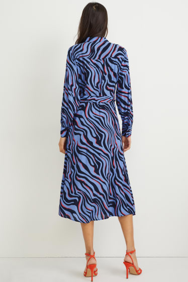 Femmes - Robe-chemisier - à motif - bleu