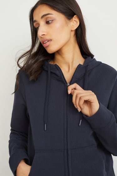 Damen - Basic-Sweatjacke mit Kapuze - dunkelblau