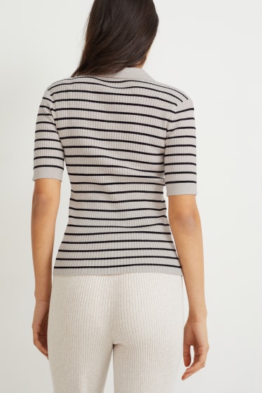 Women - Jumper - striped - beige