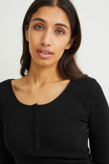 Femei - Tricou cu mânecă lungă basic - negru
