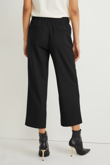 Femmes - Pantalon de toile - mid waist - wide leg - noir