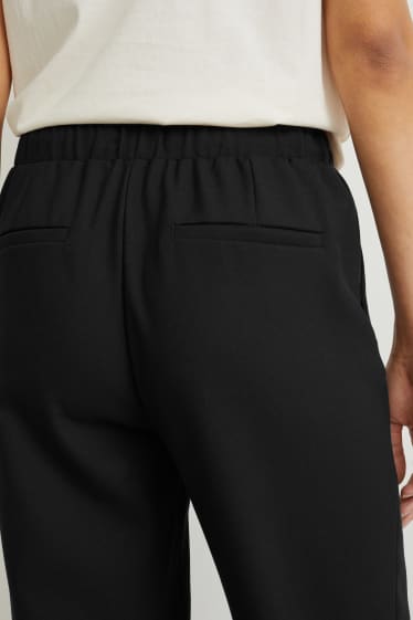 Damen - Stoffhose - Mid Waist - Wide Leg - schwarz