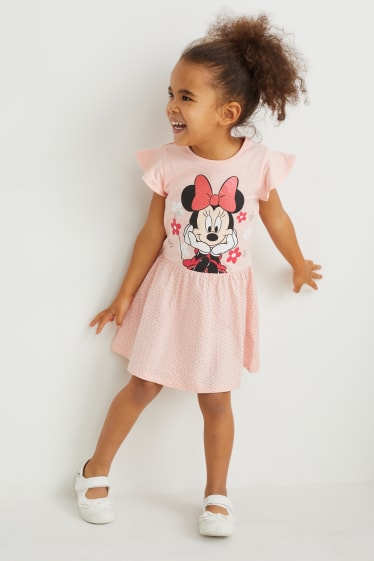 Kinderen: meisjes - Set van 3 - Minnie Mouse - jurk - wit / roze