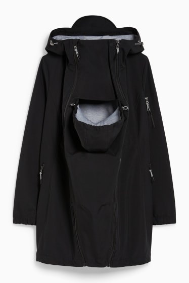 Femmes - Veste fonctionnelle de grossesse à capuche avec empiècement porte-bébé - noir