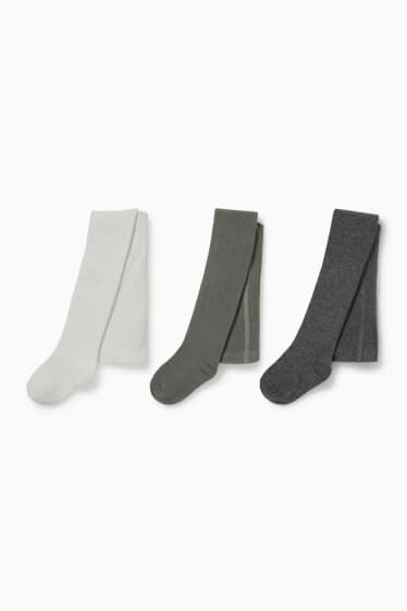 Bébés - Lot de 3 paires - collants pour bébé - gris chiné