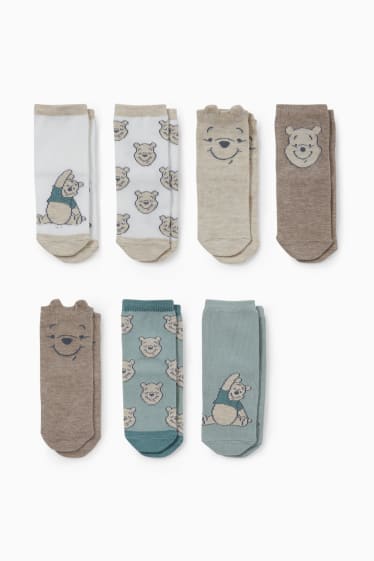 Bebés - Pack de 7 - Winnie the Pooh - calcetines con dibujo para bebé - beige claro