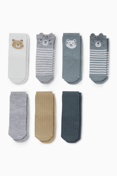 Miminka - Multipack 7 ks - medvídci - ponožky s motivem pro miminka - šedá