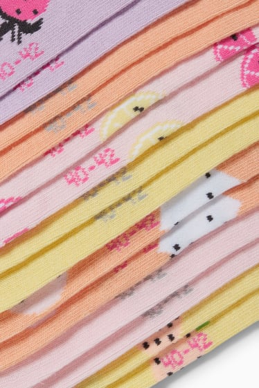 Bambine - Confezione da 7 - frutti - calzini corti con motivi - viola chiaro