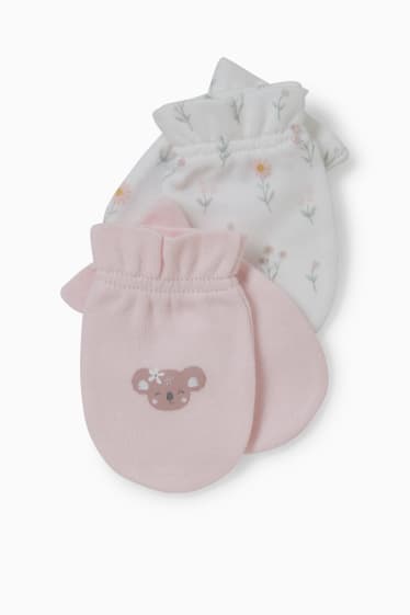 Babies - Multipack of 2 - scratch mittens - light rose