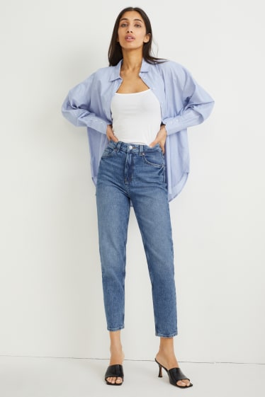 Femei - Mom jeans - talie înaltă - LYCRA® - denim-albastru