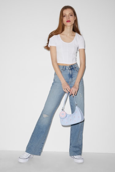 Adolescenți și tineri - CLOCKHOUSE - loose fit jeans - talie înaltă - denim-albastru deschis