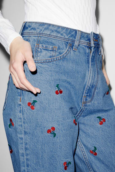 Damen - CLOCKHOUSE - Slim Jeans - High Waist - gemustert - jeansblau