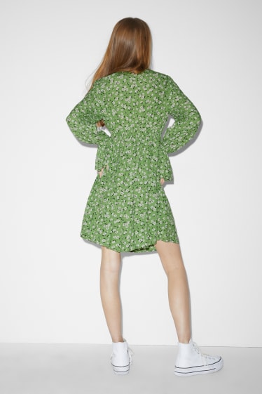Donna - CLOCKHOUSE - vestito - a fiori - verde chiaro