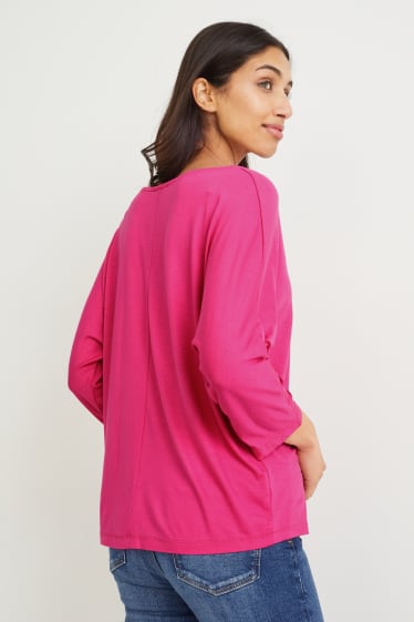 Dames - Basic-longsleeve - fuchsiarood