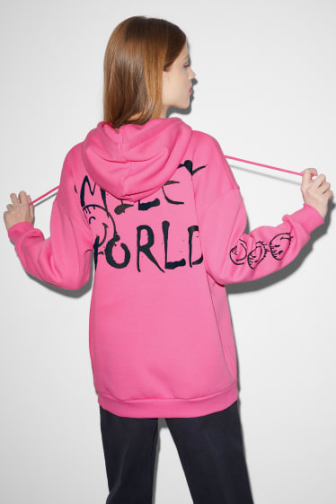 Ados & jeunes adultes - CLOCKHOUSE - sweat à capuche - SmileyWorld® - rose