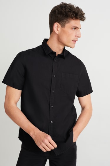 Hommes - Chemise - regular fit - col kent - noir