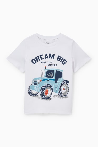 Bambini - Set - maglia a maniche corte, shorts e cappellino - 3 pezzi - bianco