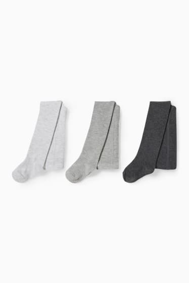 Bébés - Lot de 3 - collants pour bébé - gris clair chiné