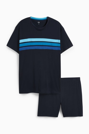 Home - Pijama curt - blau fosc