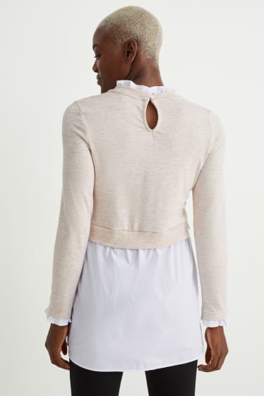 Damen - Umstands-Sweatshirt - 2-in-1-Look - beige