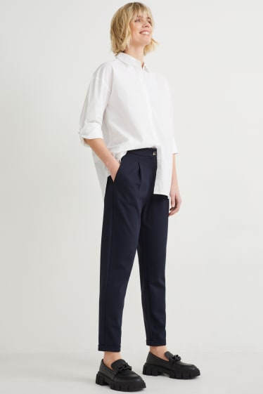 Women - Jersey trousers - tapered fit - dark blue
