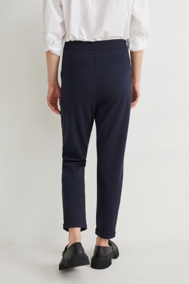 Dames - Broek van jersey - tapered fit - donkerblauw