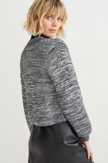 Femei - Cardigan tricotat - negru / alb