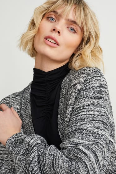 Femei - Cardigan tricotat - negru / alb