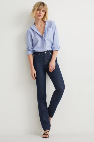 Dámské - Straight jeans - high waist - LYCRA® - džíny - tmavomodré