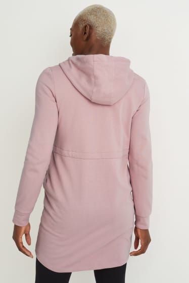 Women - Maternity zip-through sweatshirt with hood and baby pouch - rose