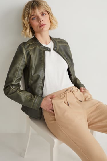 Femmes - Blouson motard - synthétique - vert