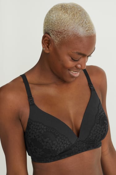 Donna - Reggiseno per allattamento senza ferretti - imbottito - nero