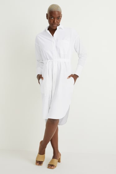 Damen - Blusenkleid - weiß