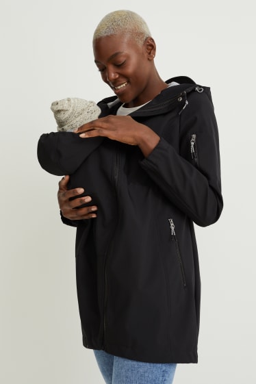 Mujer - Chaqueta funcional premamá con capucha y cubierta para el bebé - negro