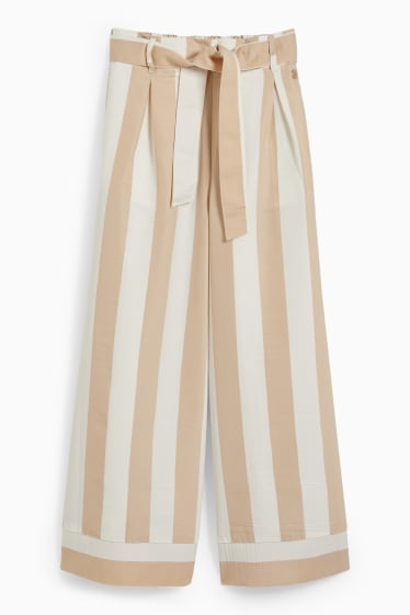 Kinder Mädchen - Stoffhose - gestreift - beige
